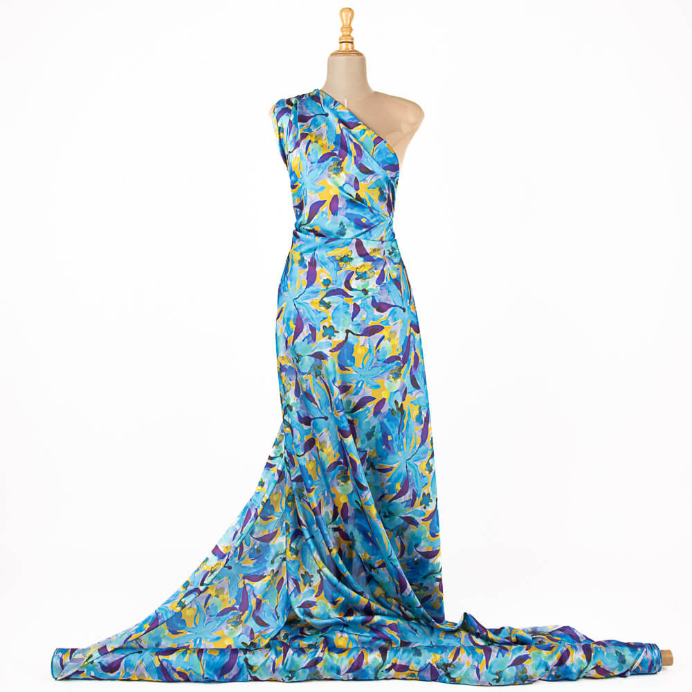 Cetim Estampado Aquarela Azul - Ribes y Casals