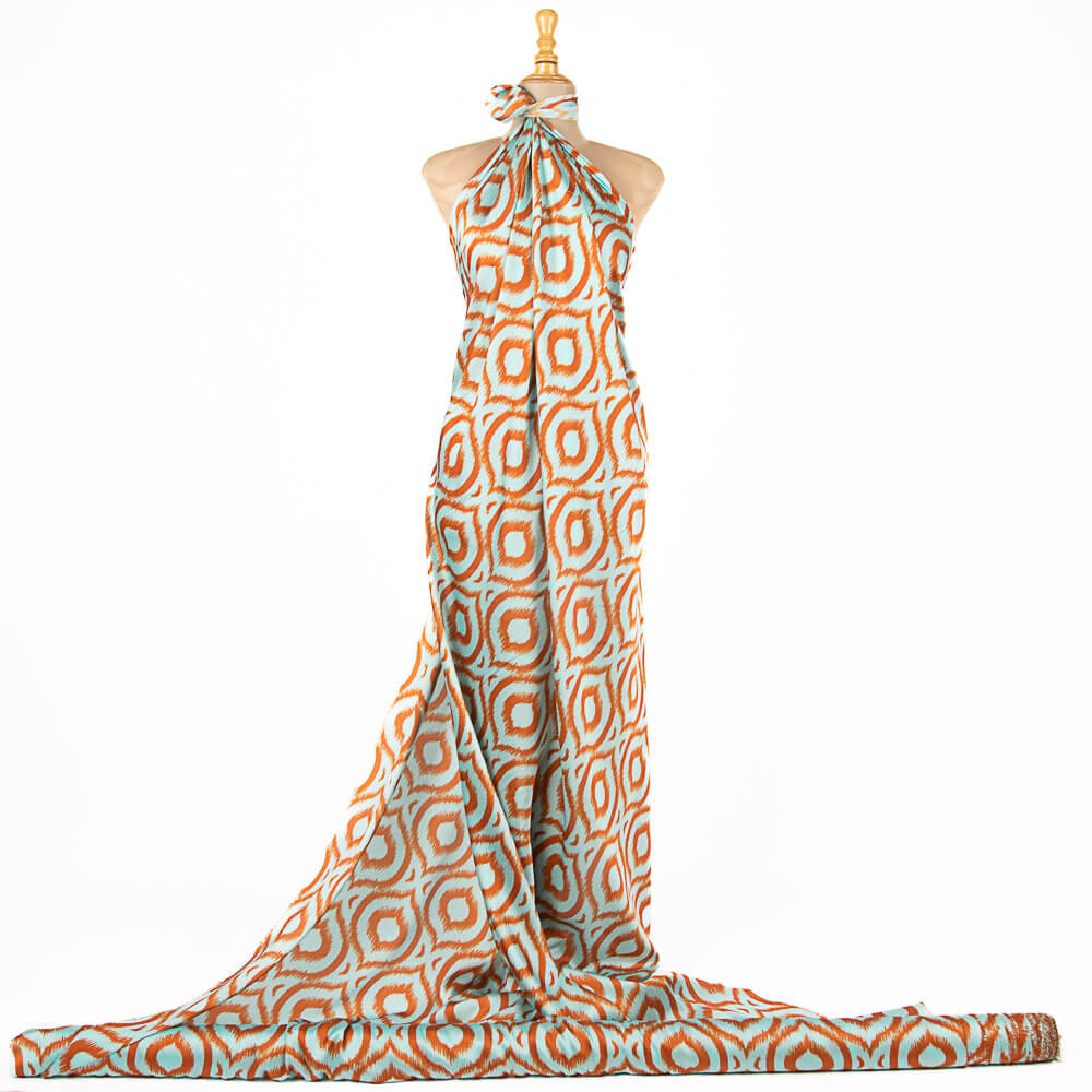 Retal Satén Estampado Checker Geo Naranja 170x140 cm - Ribes y Casals