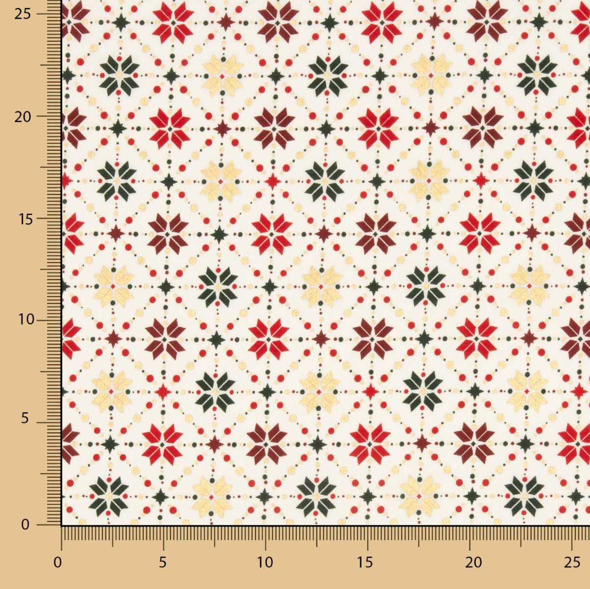 Popline Algodão Noel Star Geo Cru - Ribes y Casals
