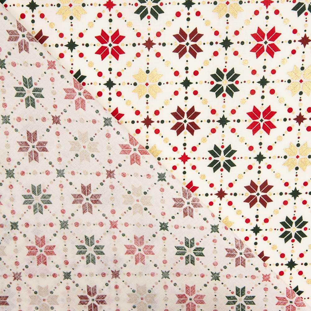 Popline Algodão Noel Star Geo Cru - Ribes y Casals