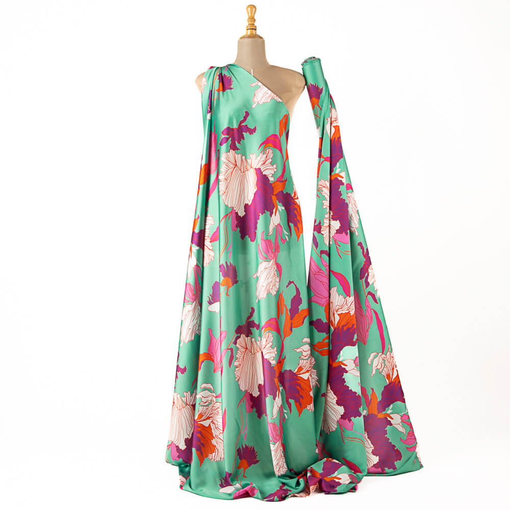 Cetim Estampado Floral Deco Verde - Ribes y Casals