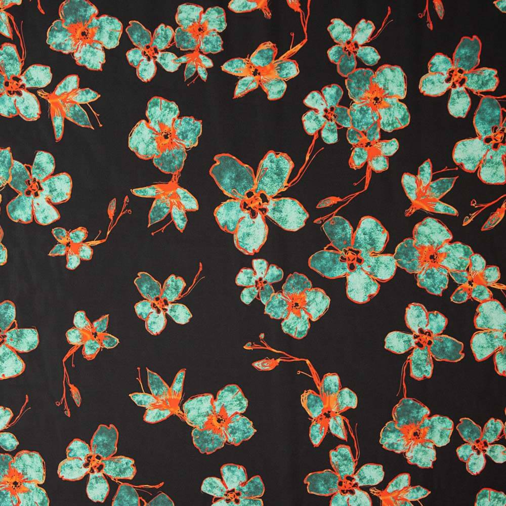 Cetim Estampado Candy Preto - Ribes y Casals