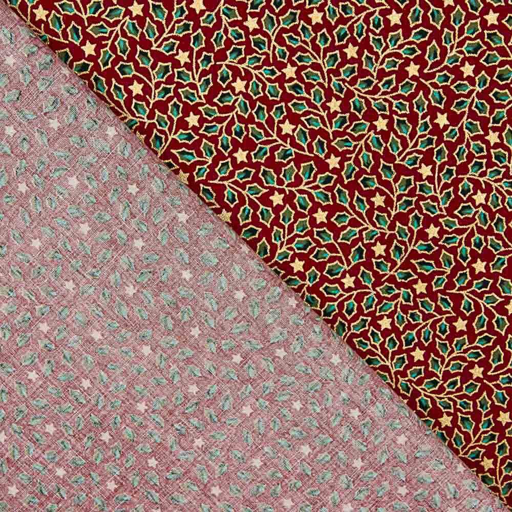 Popeline Algodão Holly Christmas Vermelho - Ribes y Casals