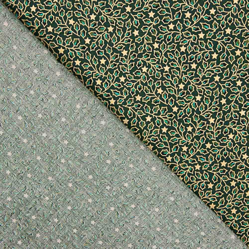 Popeline Algodão Natal Holly Verde - Ribes y Casals