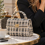 Tweed de lã Lumière Ébano com Lurex dourado - Ribes y Casals