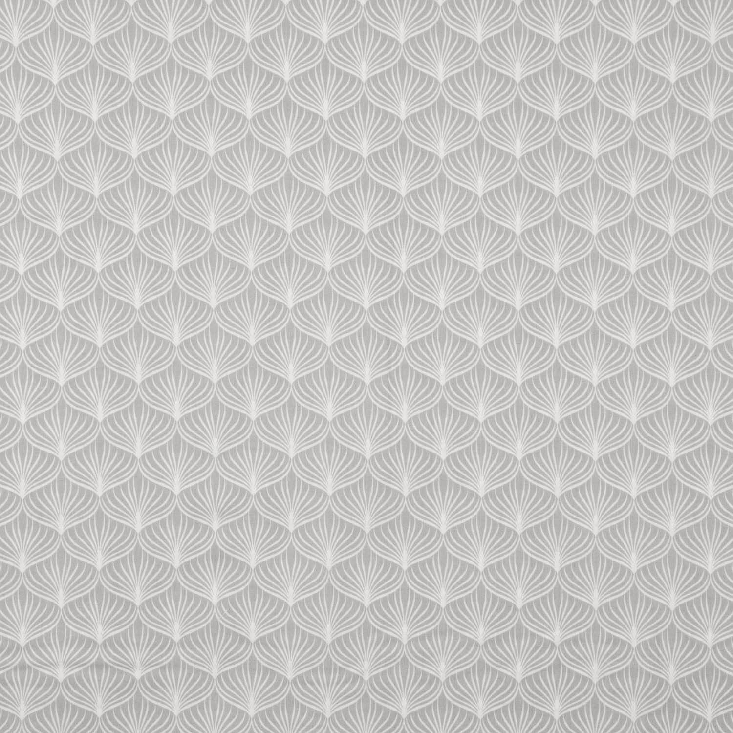 Percal de algodão estampado com folhas cinzentas sobre fundo branco - Ribes y Casals