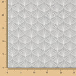 Percal de algodão estampado com folhas cinzentas sobre fundo branco - Ribes y Casals