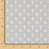 Percal de algodão estampado com folhas cinzentas sobre fundo branco - Ribes y Casals