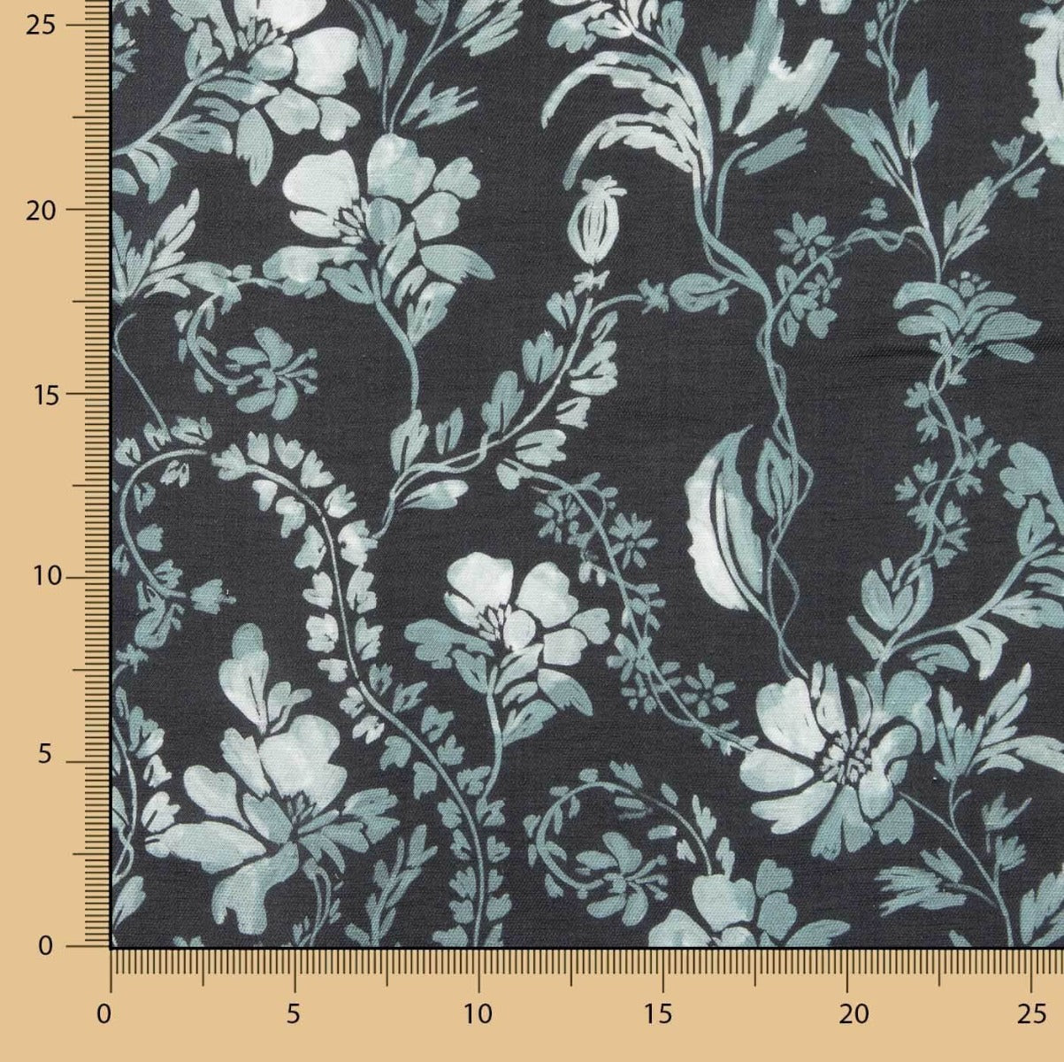 Sarja Suave Viscose Linho Flores Marinho - Ribes y Casals