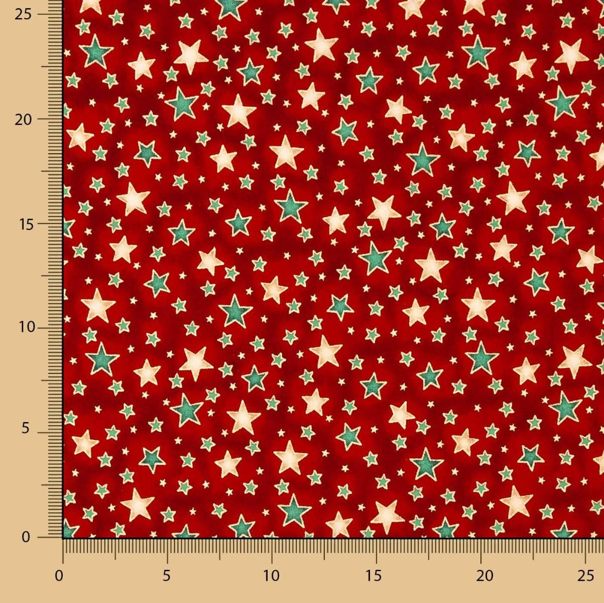 Popeline Natal Estrelas Vermelhas - Ribes y Casals