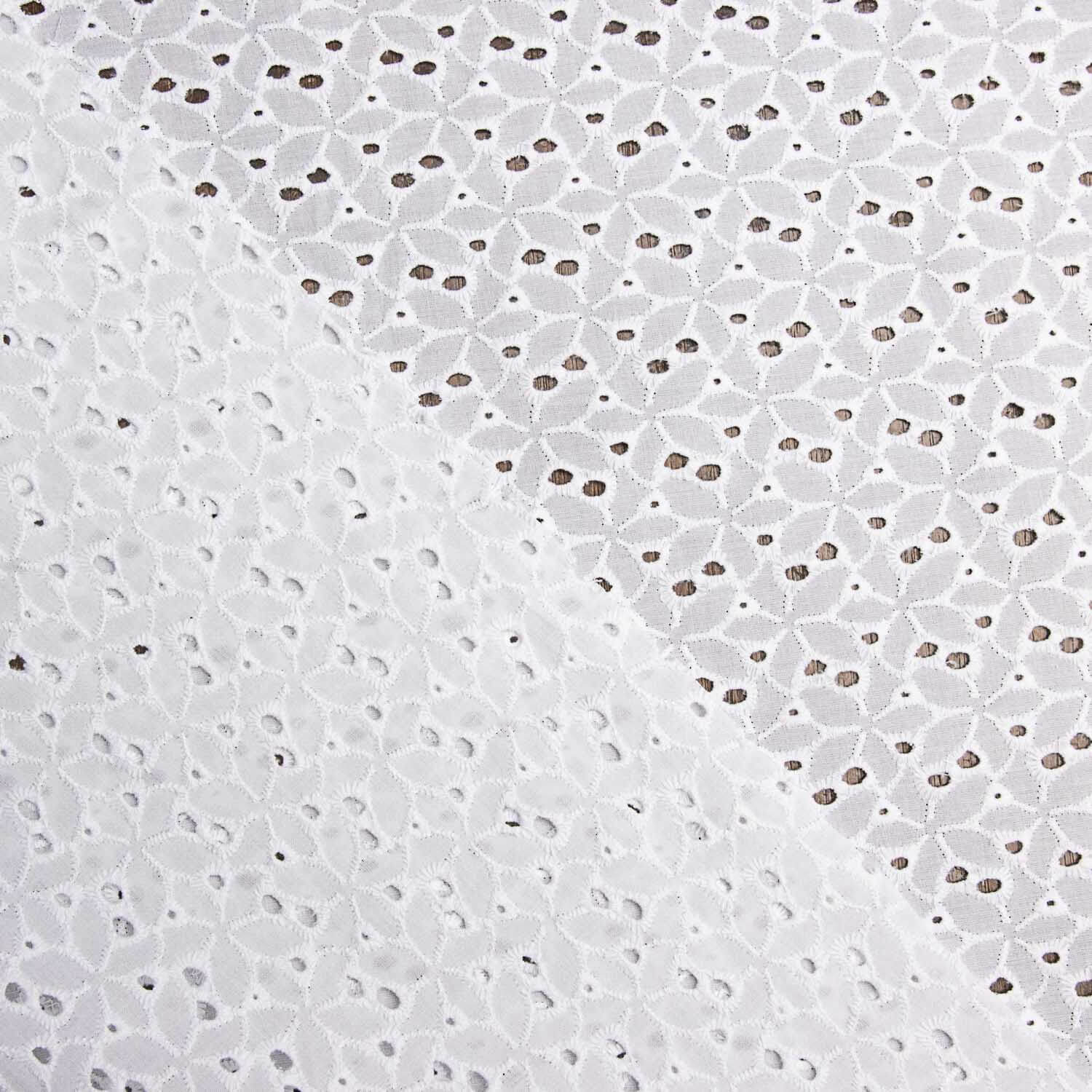 Bordado suíço flor floresta branco natural - Ribes y Casals