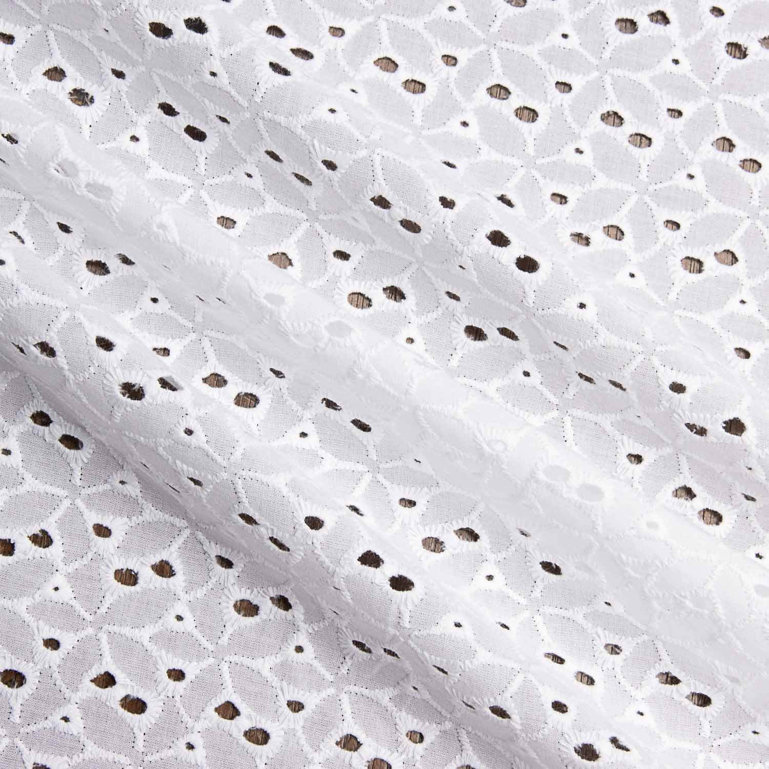 Bordado suíço flor floresta branco natural - Ribes y Casals