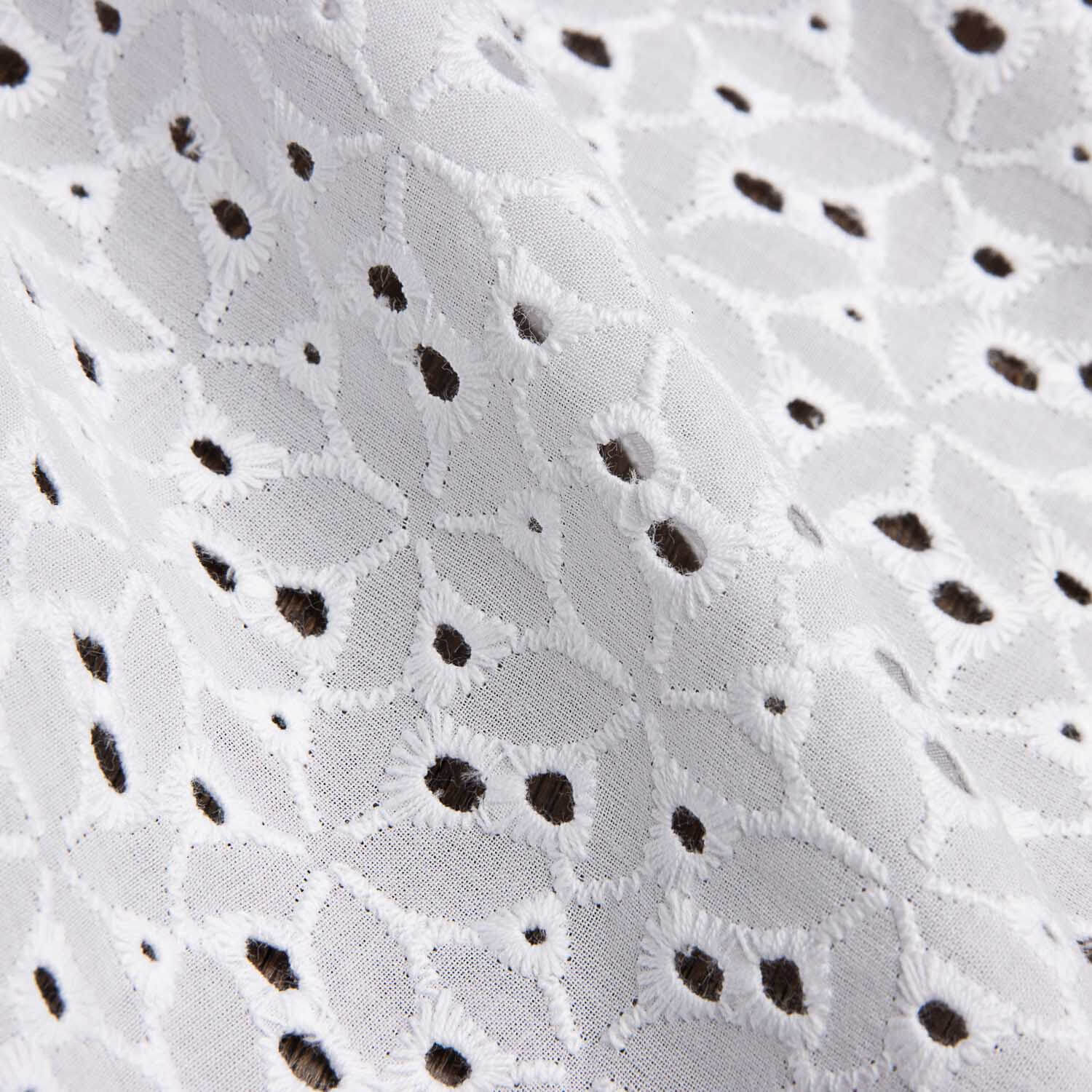 Bordado suíço flor floresta branco natural - Ribes y Casals