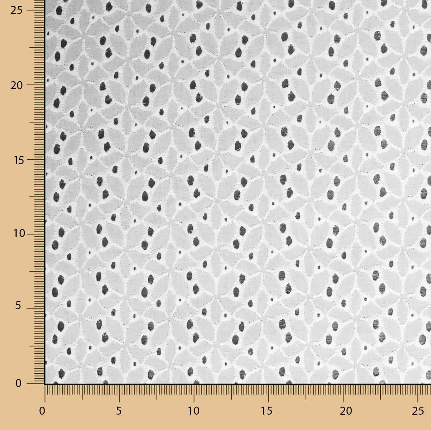 Bordado suíço flor floresta branco natural - Ribes y Casals
