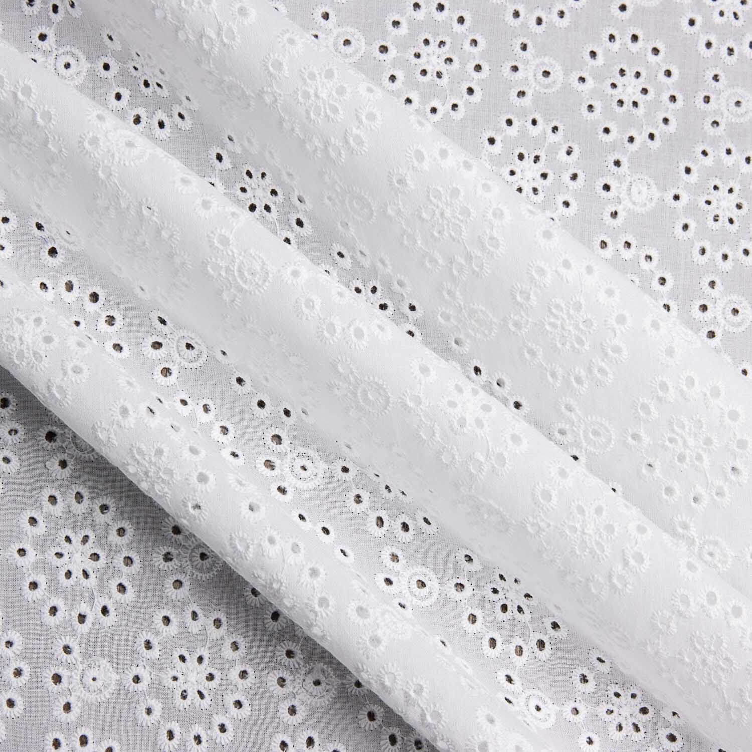 Bordado suíço flor mandala branco natural - Ribes y Casals