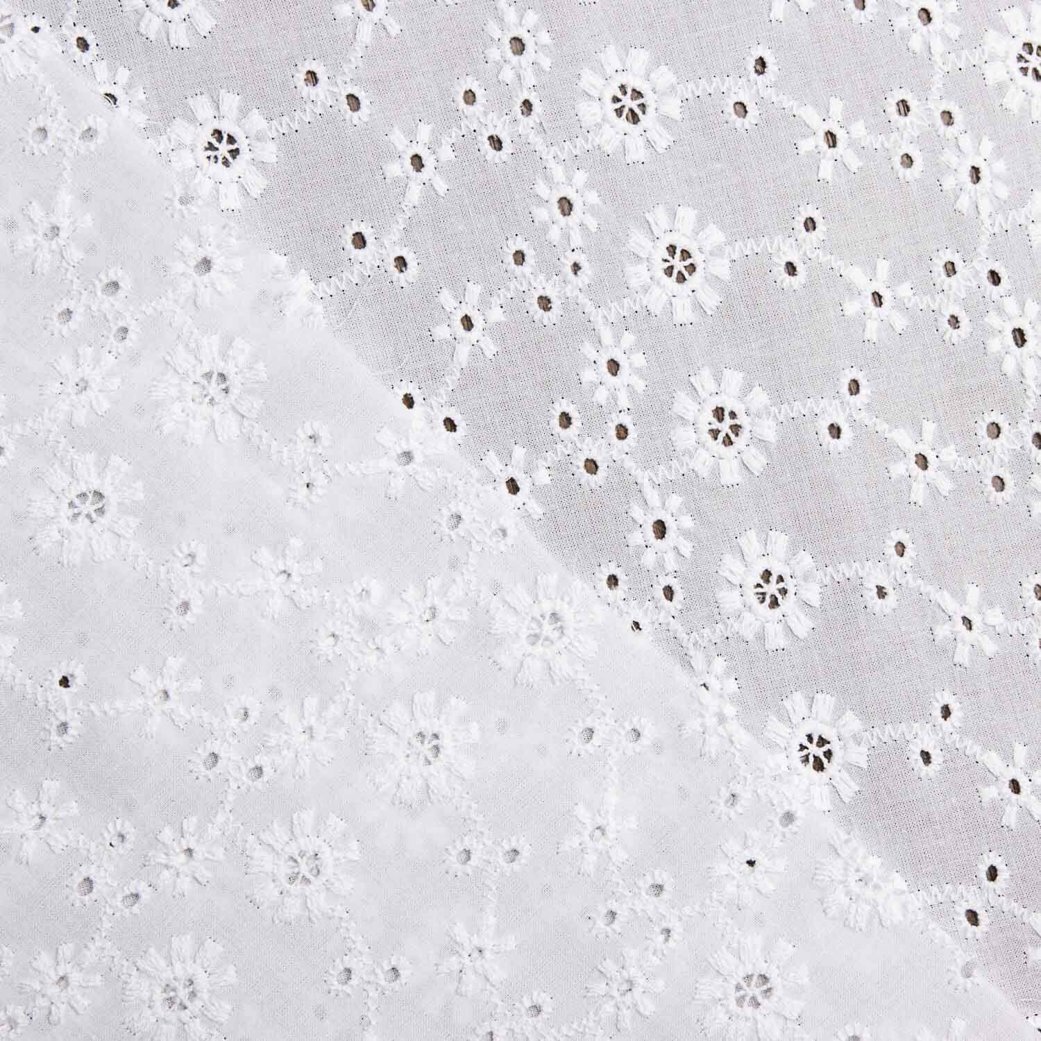 Bordado suíço flor campo branco natural - Ribes y Casals