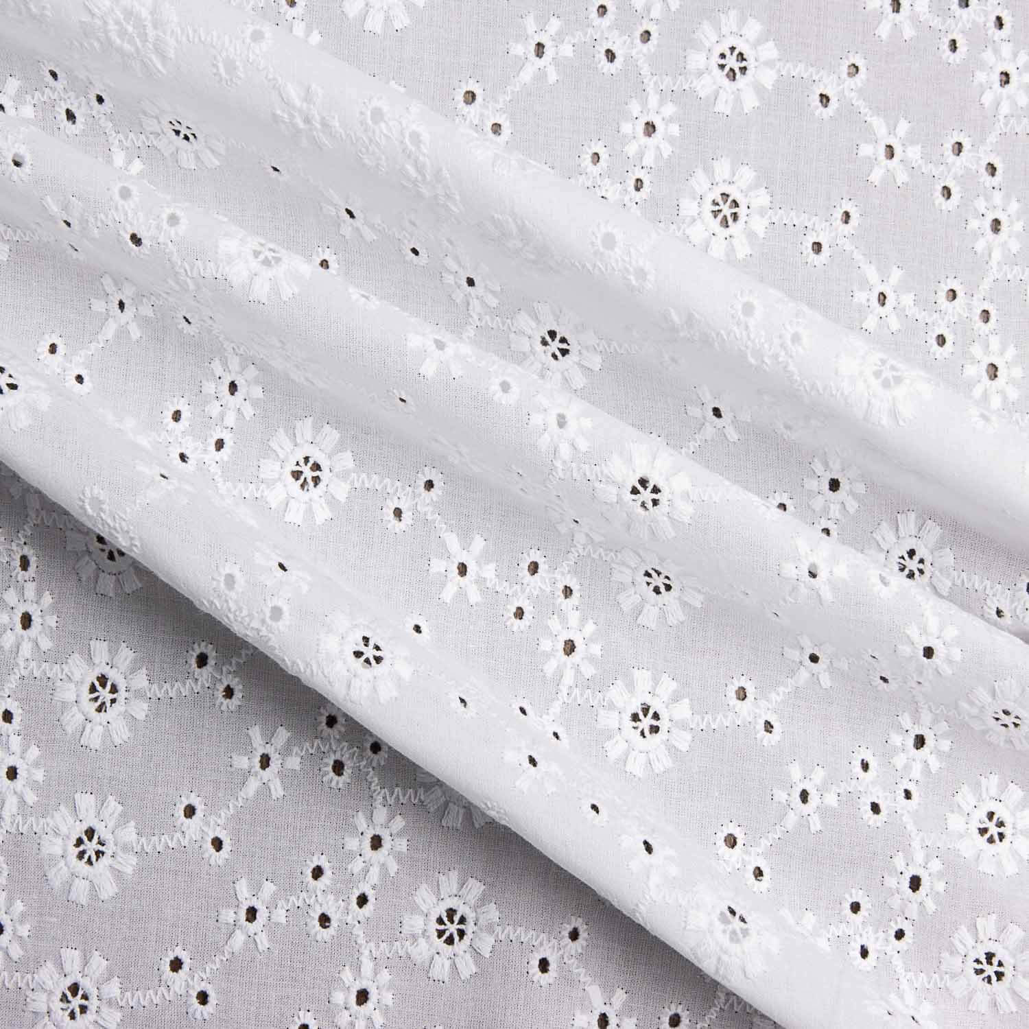 Bordado suíço flor campo branco natural - Ribes y Casals