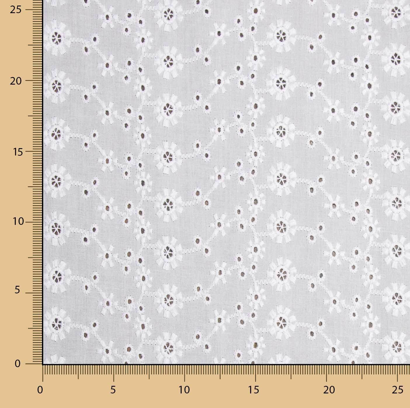 Bordado suíço flor campo branco natural - Ribes y Casals