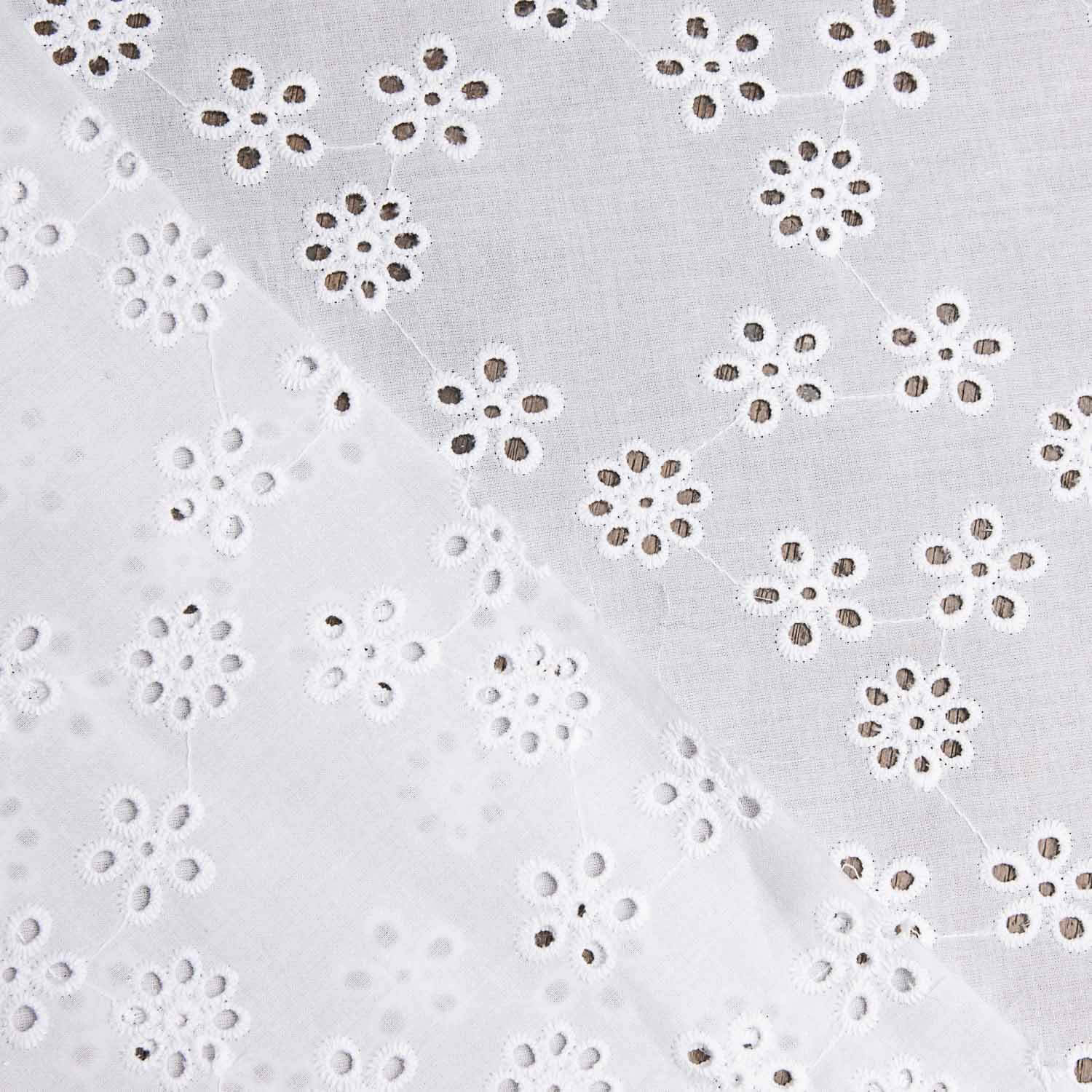 Bordado suíço flor ramo branco natural - Ribes y Casals