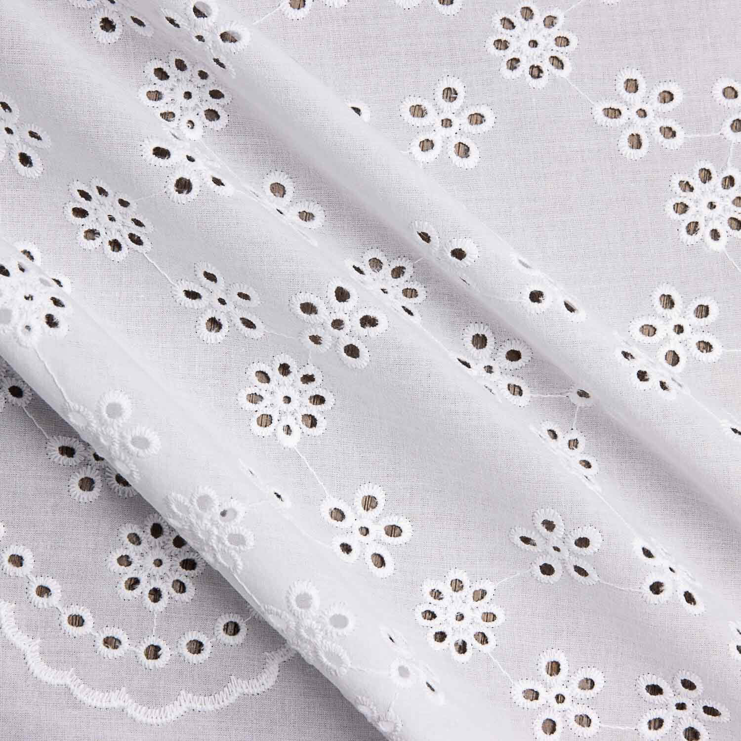 Bordado suíço flor ramo branco natural - Ribes y Casals