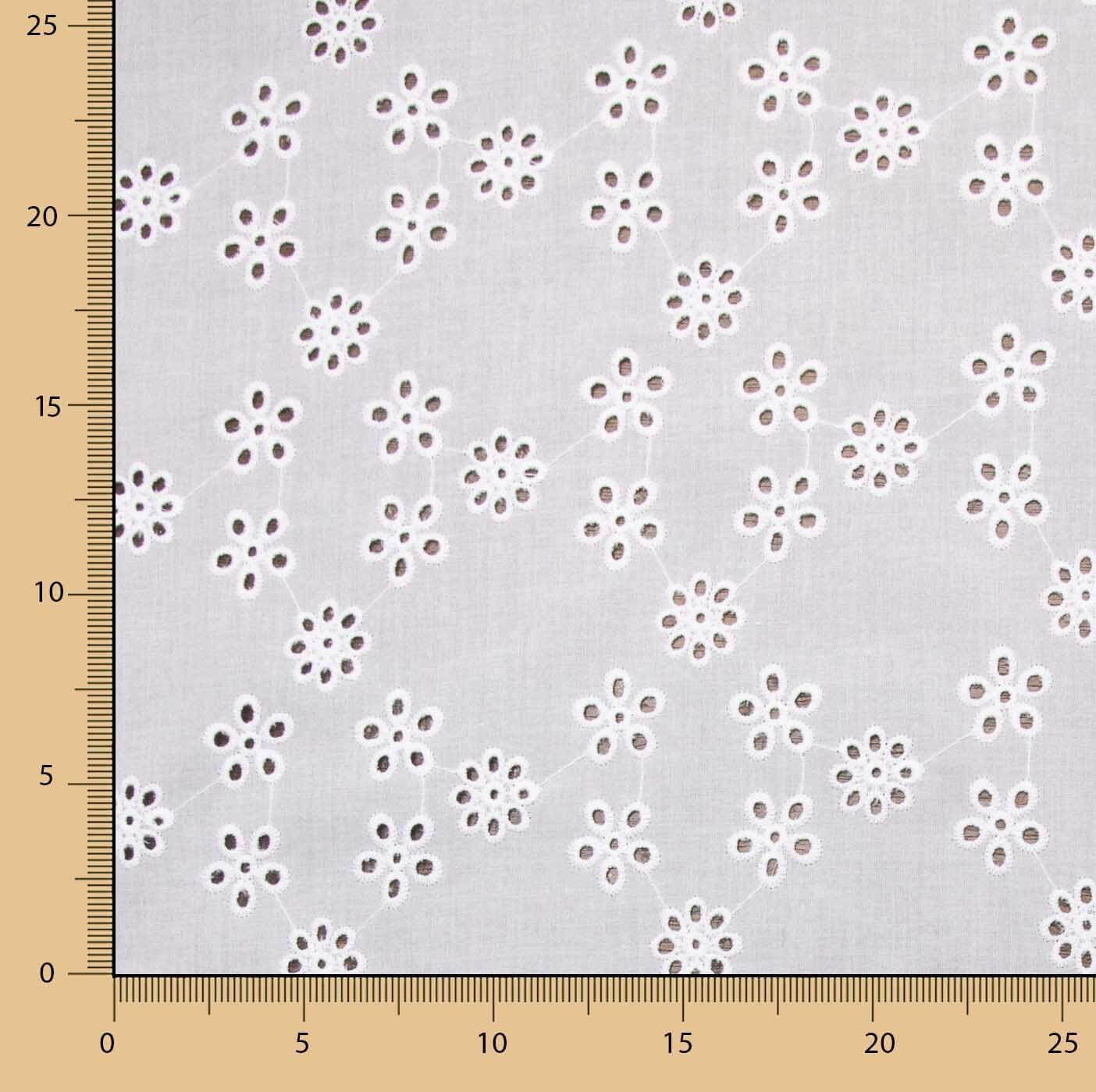 Bordado suíço flor ramo branco natural - Ribes y Casals
