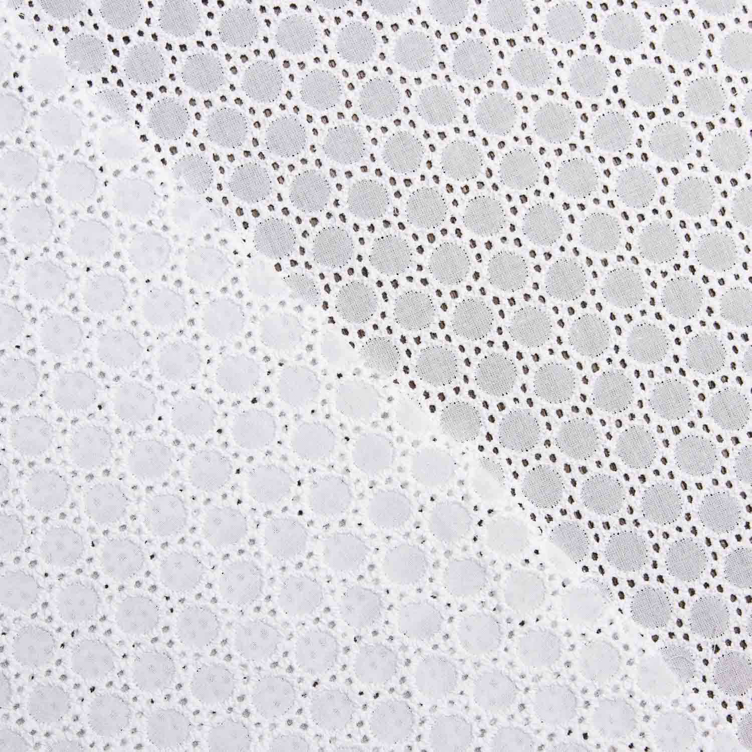 Bordado suíço geométrico branco natural - Ribes y Casals