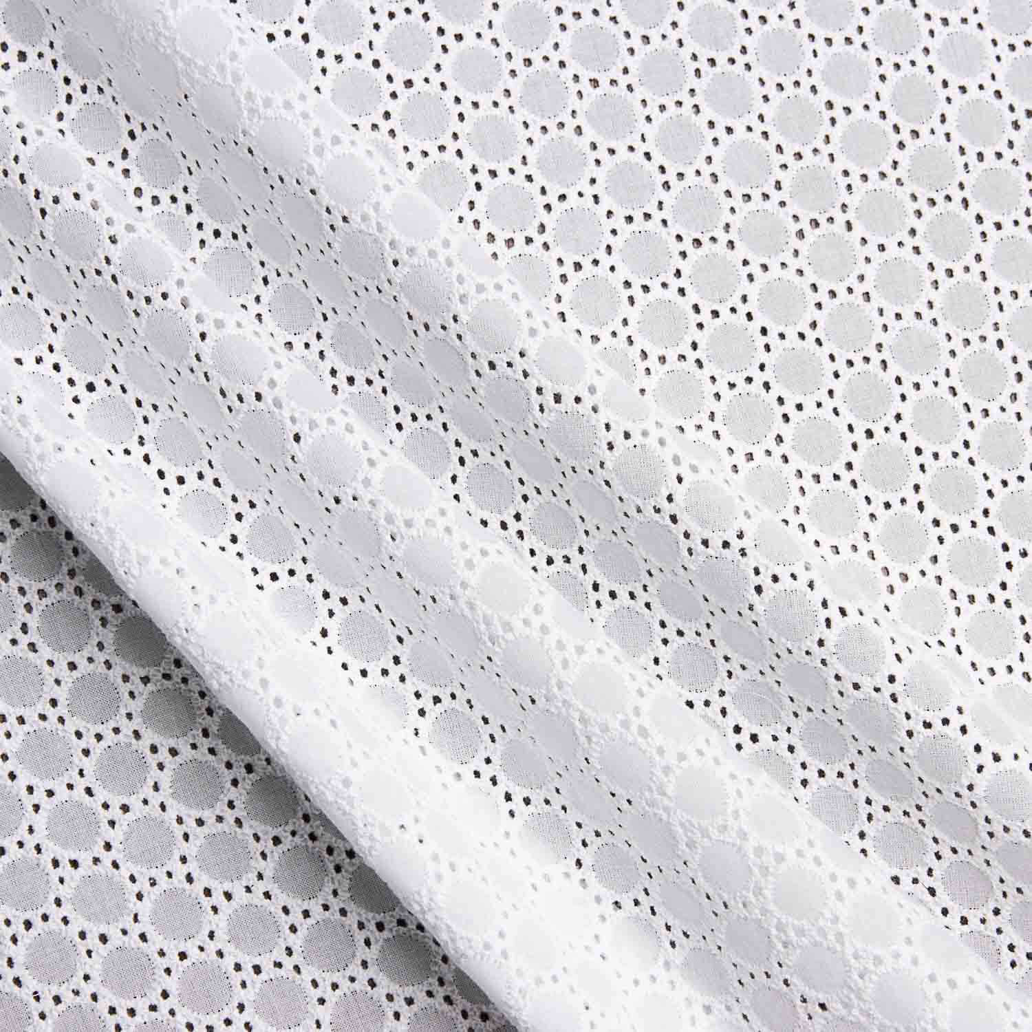 Bordado suíço geométrico branco natural - Ribes y Casals