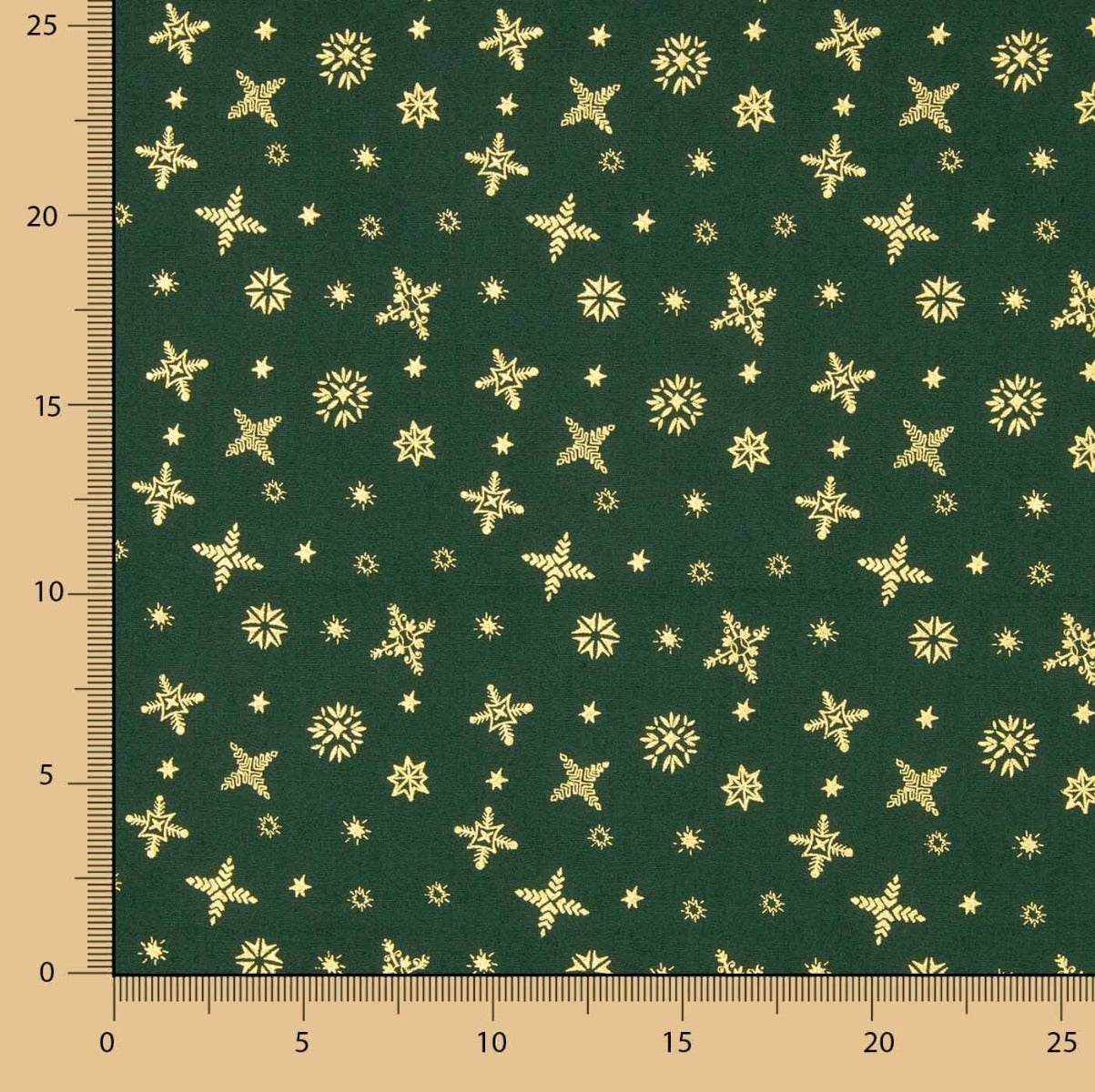 Popeline Estampada Flocos de Ouro Verde - Ribes y Casals