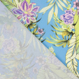 Crepe Leve Estampado Tropical Azul Lavanda - Ribes y Casals