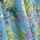 Crepe Leve Estampado Tropical Azul Lavanda - Ribes y Casals