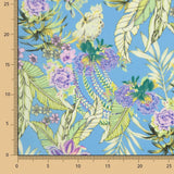 Crepe Leve Estampado Tropical Azul Lavanda - Ribes y Casals