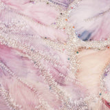 Pedrería Tule Branco Folhas Multicoloridas Elegante - Ribes y Casals