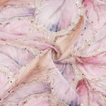 Pedrería Tule Branco Folhas Multicoloridas Elegante - Ribes y Casals