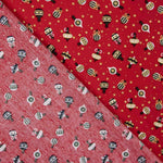 Popeline Estampada Bolas Vintage Vermelho - Ribes y Casals