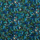 Crepe Leve Estampado Abstrato Azul Verde Noturno - Ribes y Casals