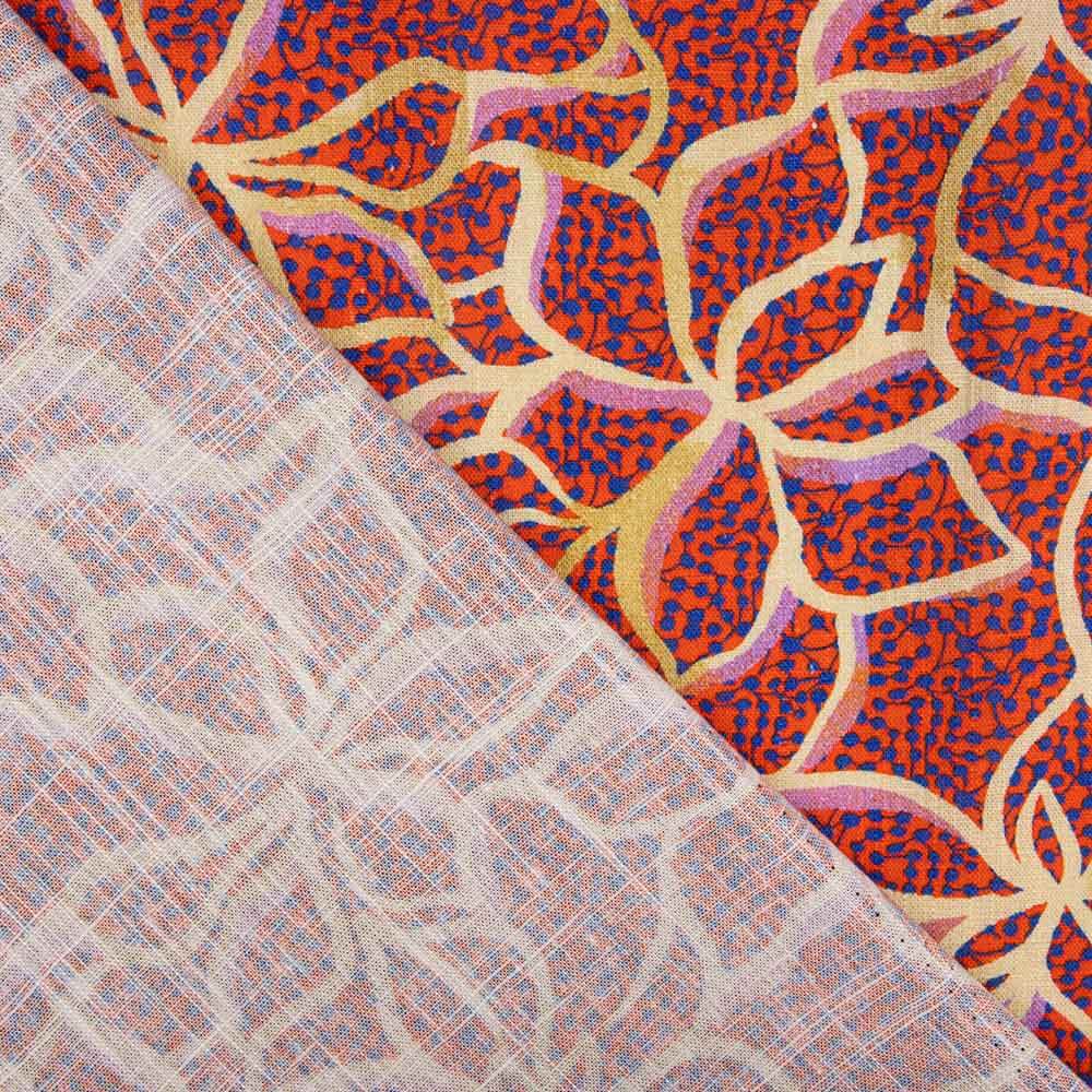 Viscose Rústica Flores Vermelhas - Ribes y Casals