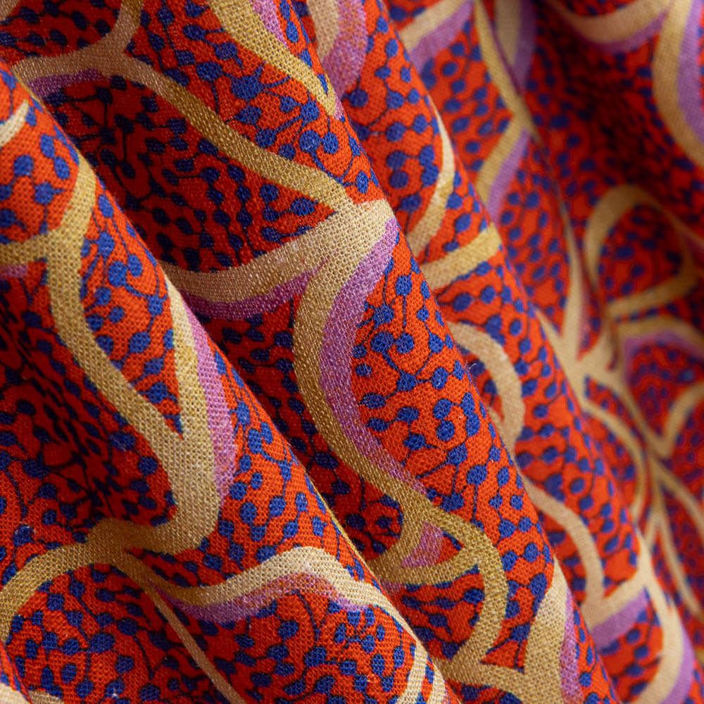 Viscose Rústica Flores Vermelhas - Ribes y Casals