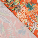 Crepe Leve Estampado Tropical Coral Intenso - Ribes y Casals