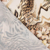Crepe Leve Estampado Animal Print Floral Bege - Ribes y Casals