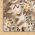 Crepe Leve Estampado Animal Print Floral Bege - Ribes y Casals