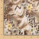 Crepe Leve Estampado Animal Print Floral Bege - Ribes y Casals