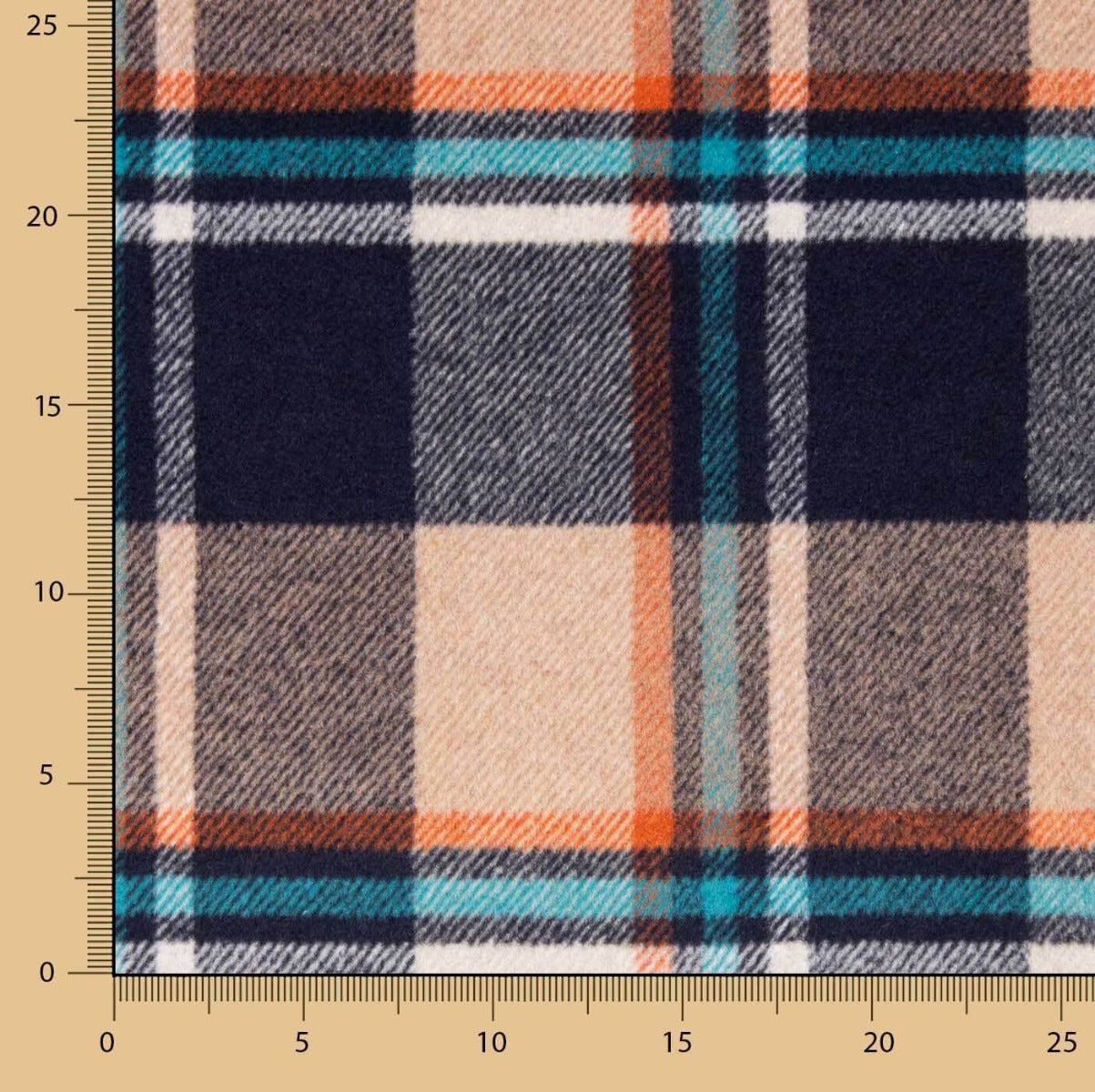 Tecido de Casaco Xadrez Areia - Ribes y Casals