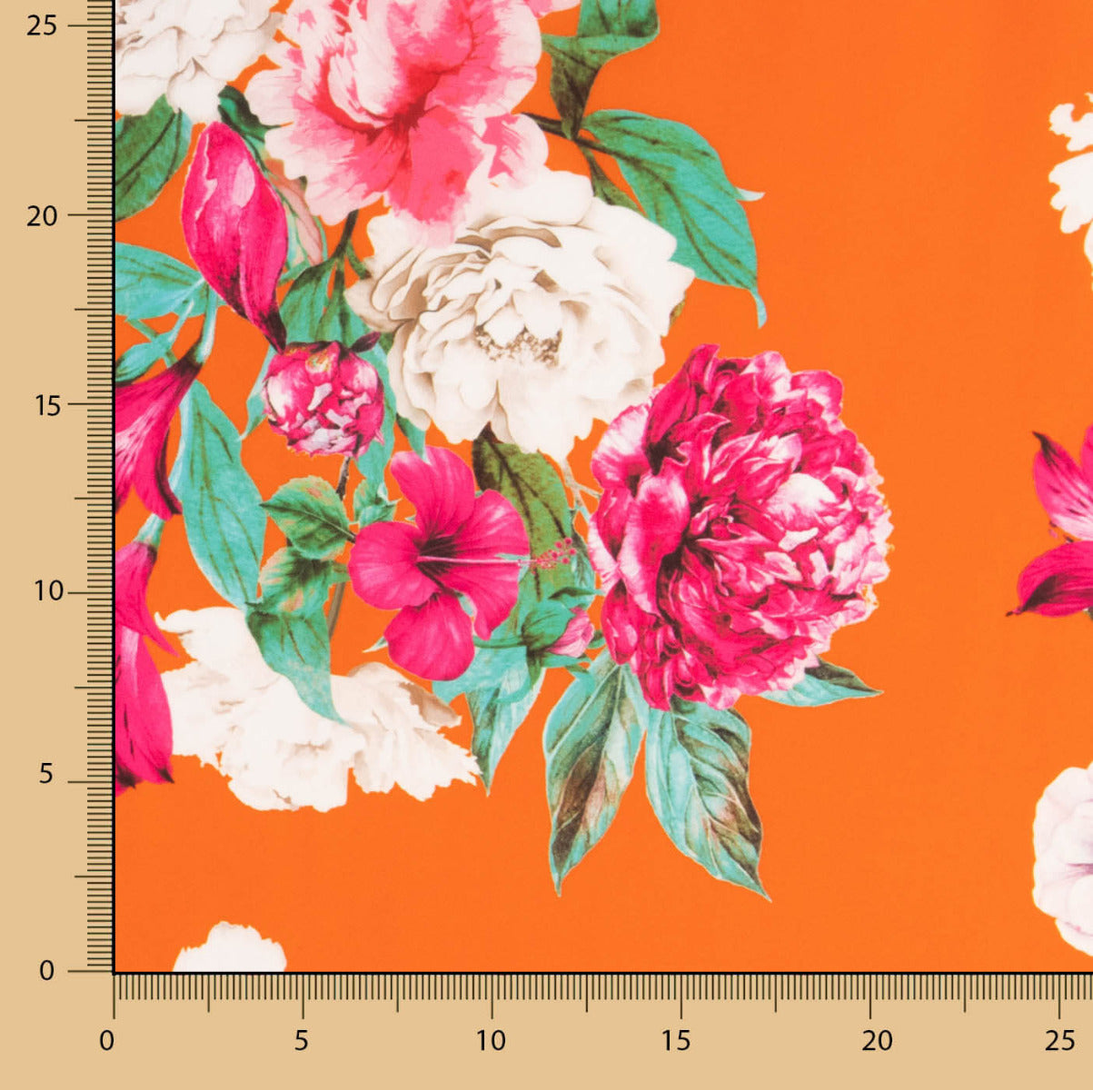 Cetim Estampado Cretone Laranja - Ribes y Casals