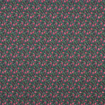 Crepe Leve Estampado Floral Mini Fúcsia sobre Verde Escuro - Ribes y Casals