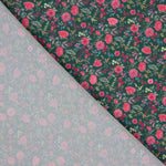Crepe Leve Estampado Floral Mini Fúcsia sobre Verde Escuro - Ribes y Casals