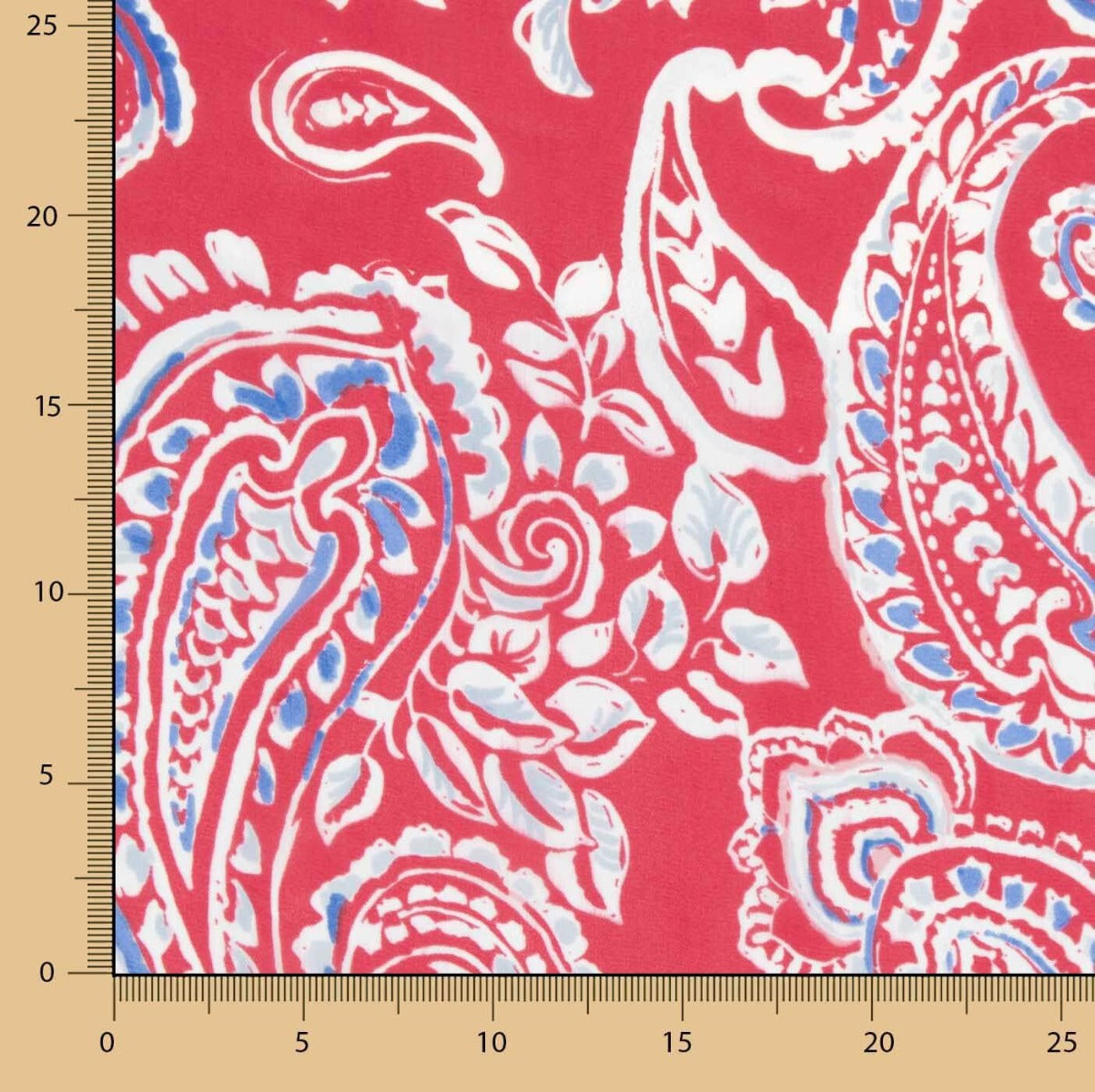 Gaze Viscose Paisley Coral - Ribes y Casals