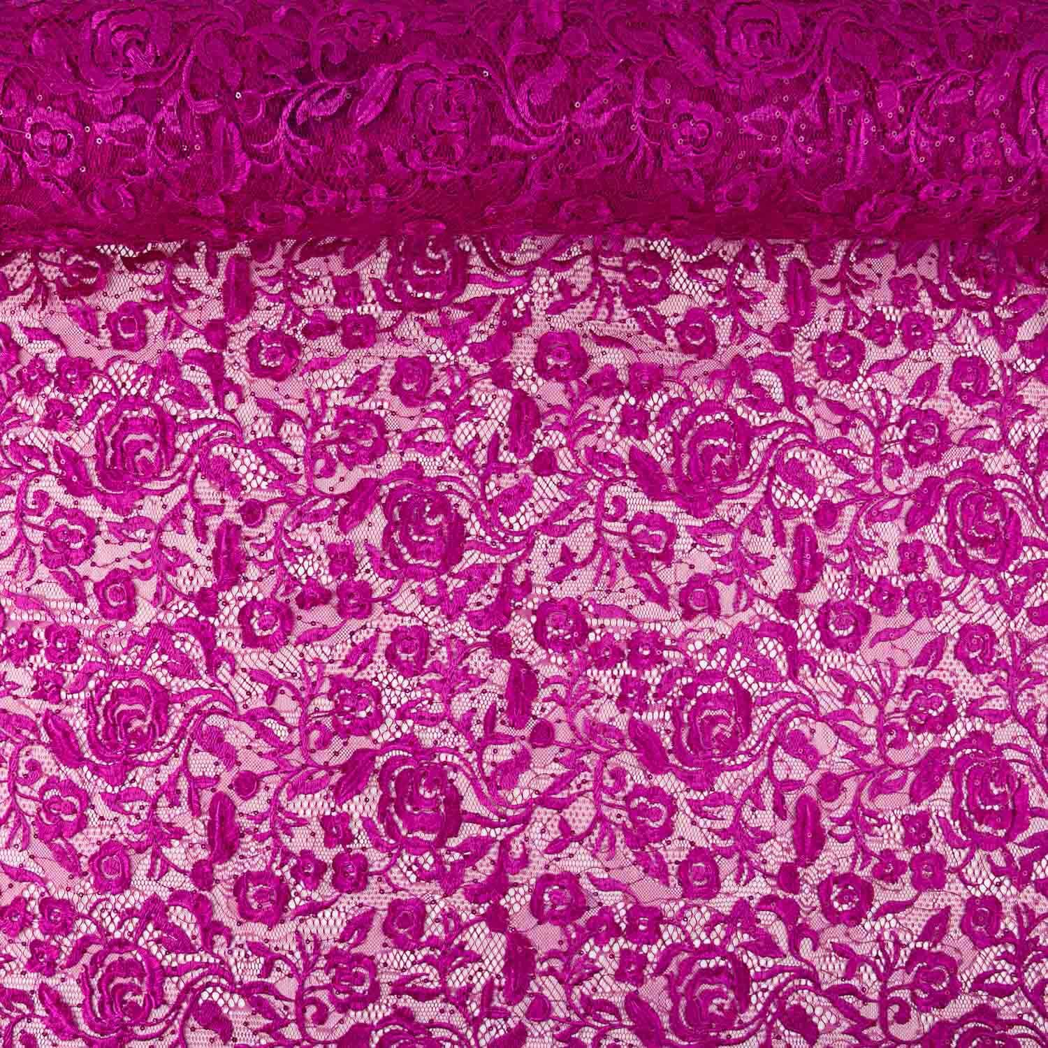 Renda Rosa Magenta com Lantejoulas Mini - Ribes y Casals