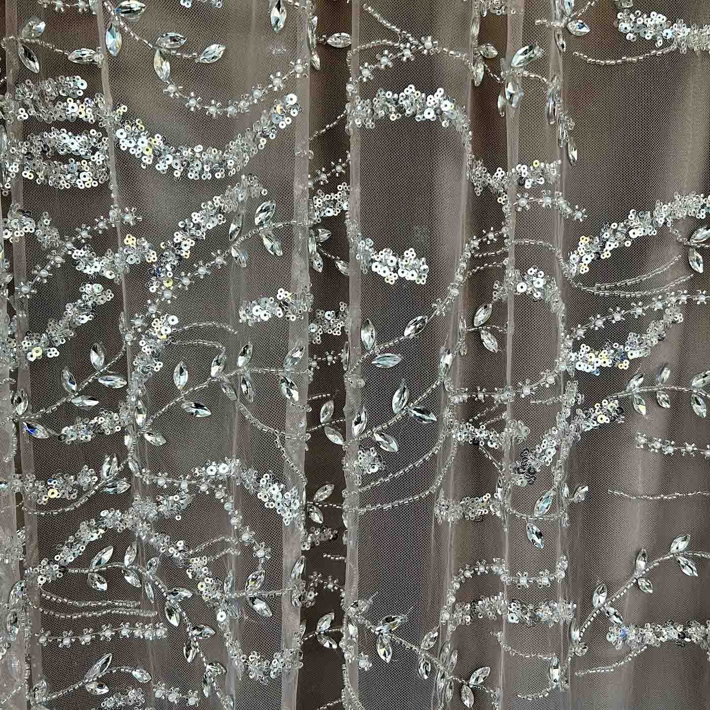 Strass Tule Nude Strass Prateado - Ribes y Casals