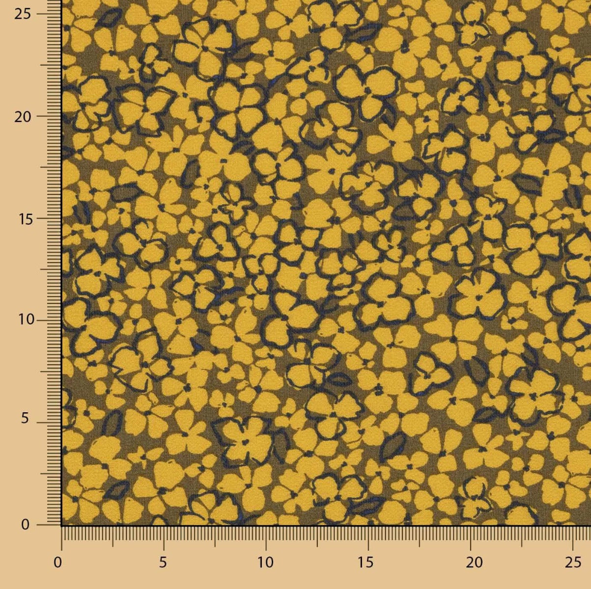 Crepe Viscose Floral Retro Mostarda - Ribes y Casals