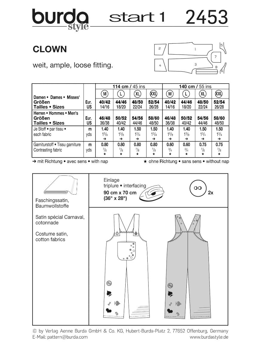 Patrón Burda 2453 Payaso - Ribes y Casals